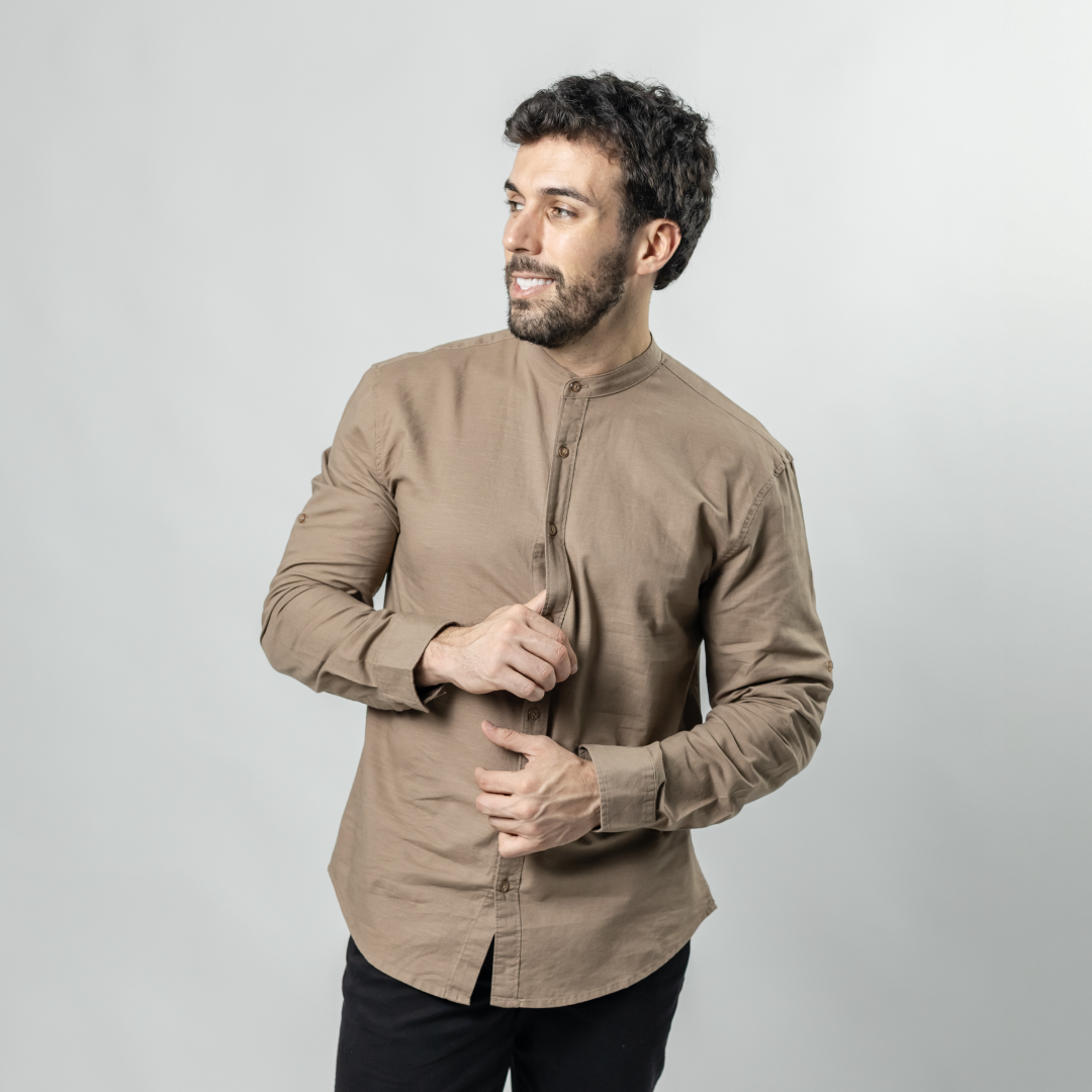 Camisa Baco Cuello Mao Mangas Largas