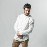 Camisa Baco Cuello MAO Mangas Largas de Algodón