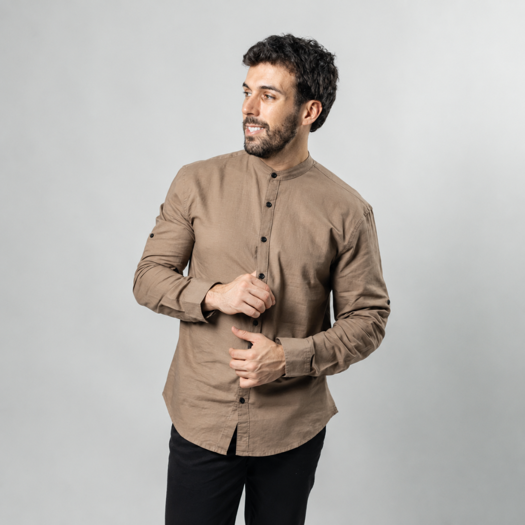 Camisa Baco Cuello Mao Mangas Largas